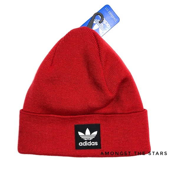 adidas Originals Grove Red Knit Beanie Hat - Picture 6 of 7